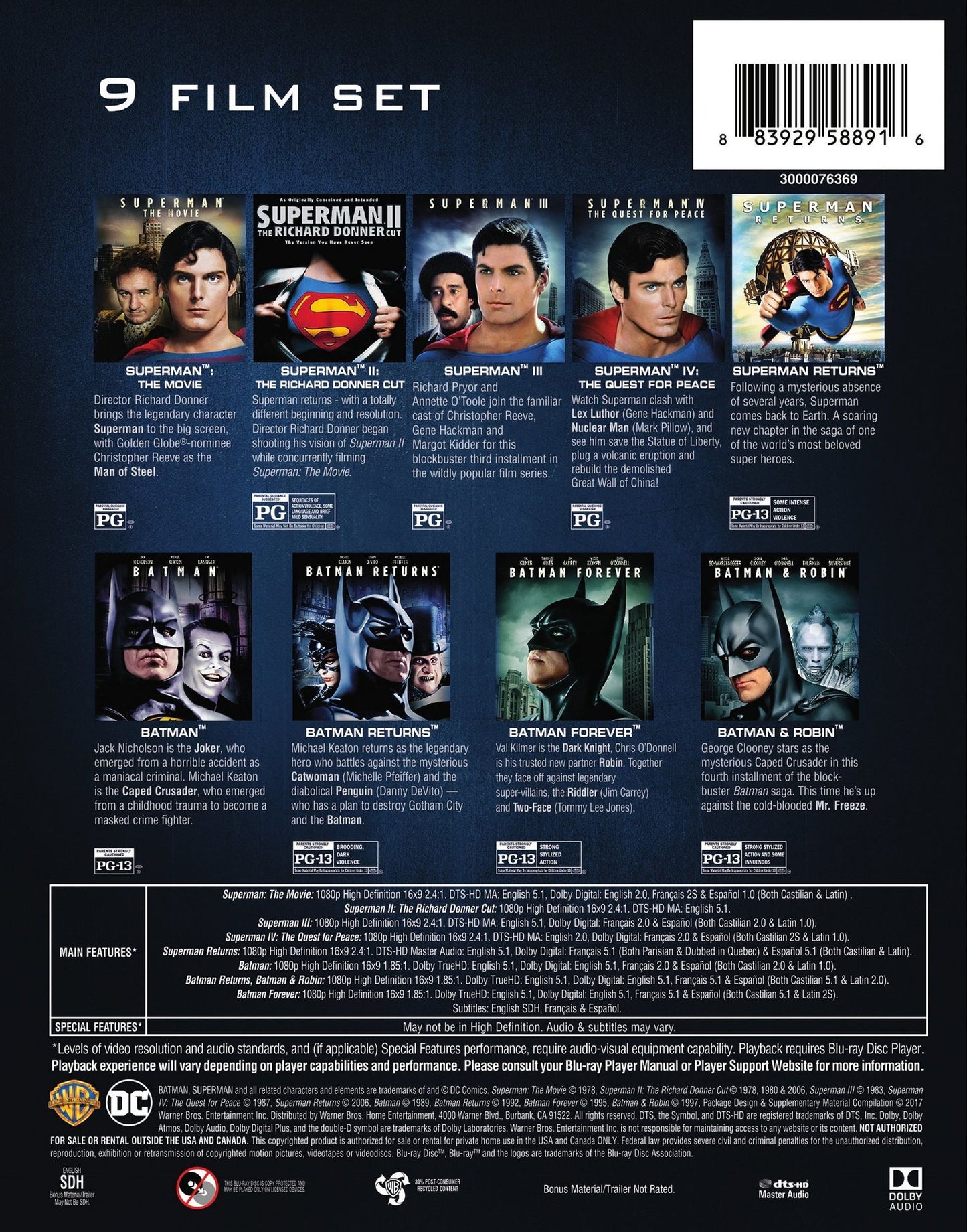 Batman and Superman: 9-Film Set [Blu-ray]