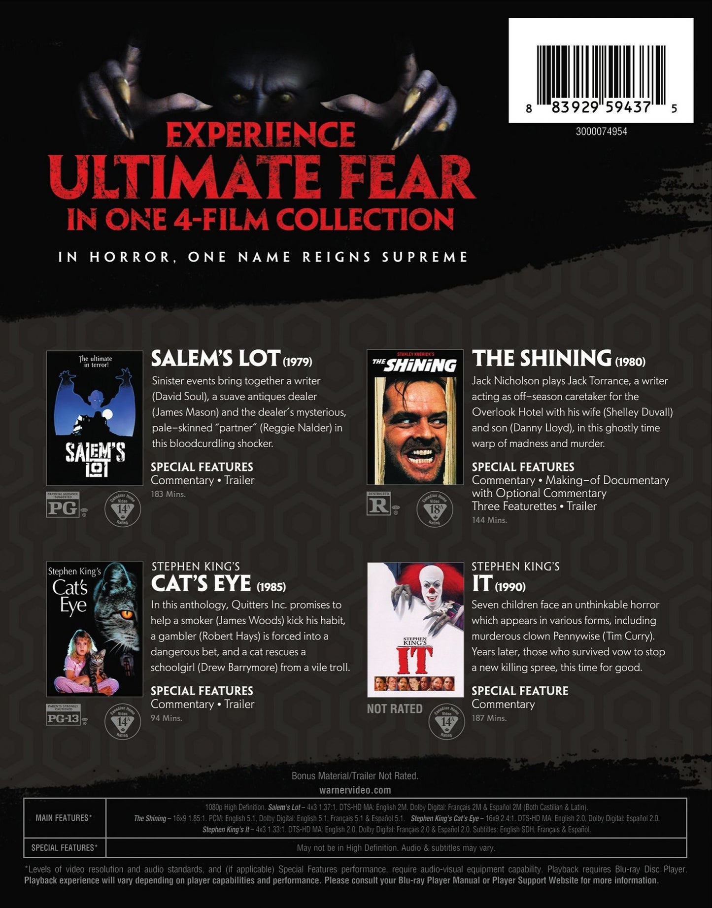 King of Horror Collection [Blu-ray] [4 Discs]
