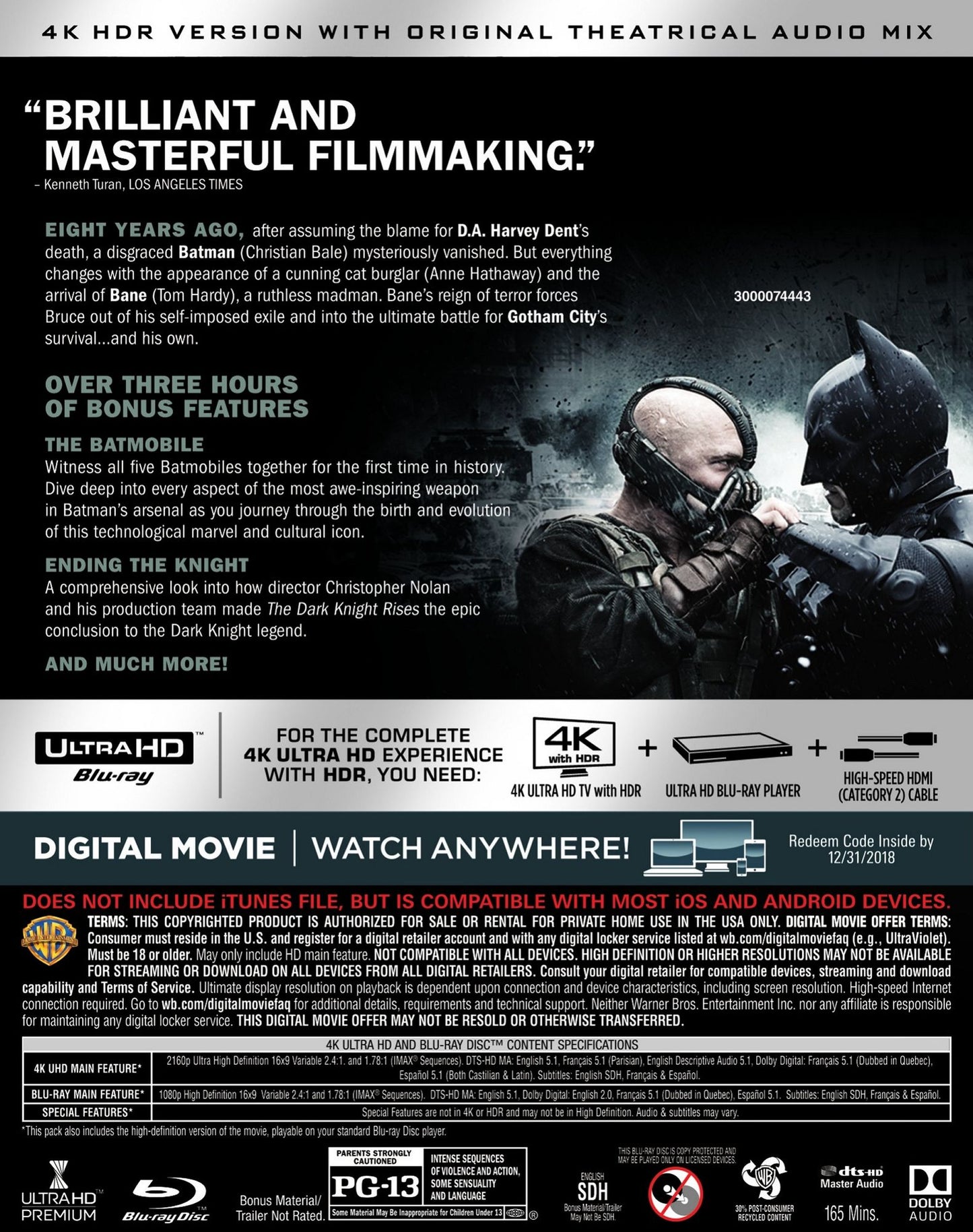 The Dark Knight Rises [4K Ultra HD Blu-ray/Blu-ray]