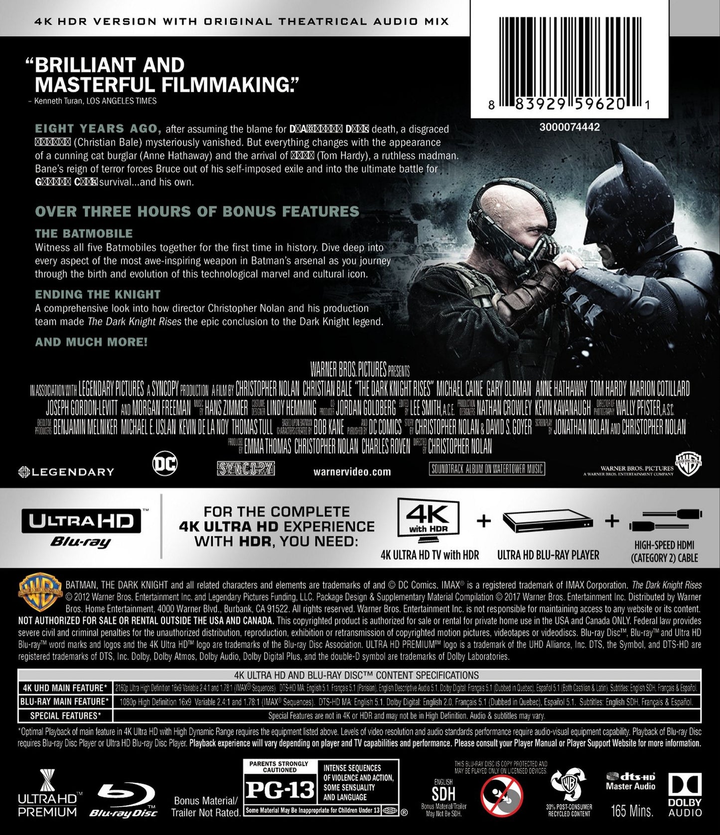 The Dark Knight Rises [4K Ultra HD Blu-ray/Blu-ray]