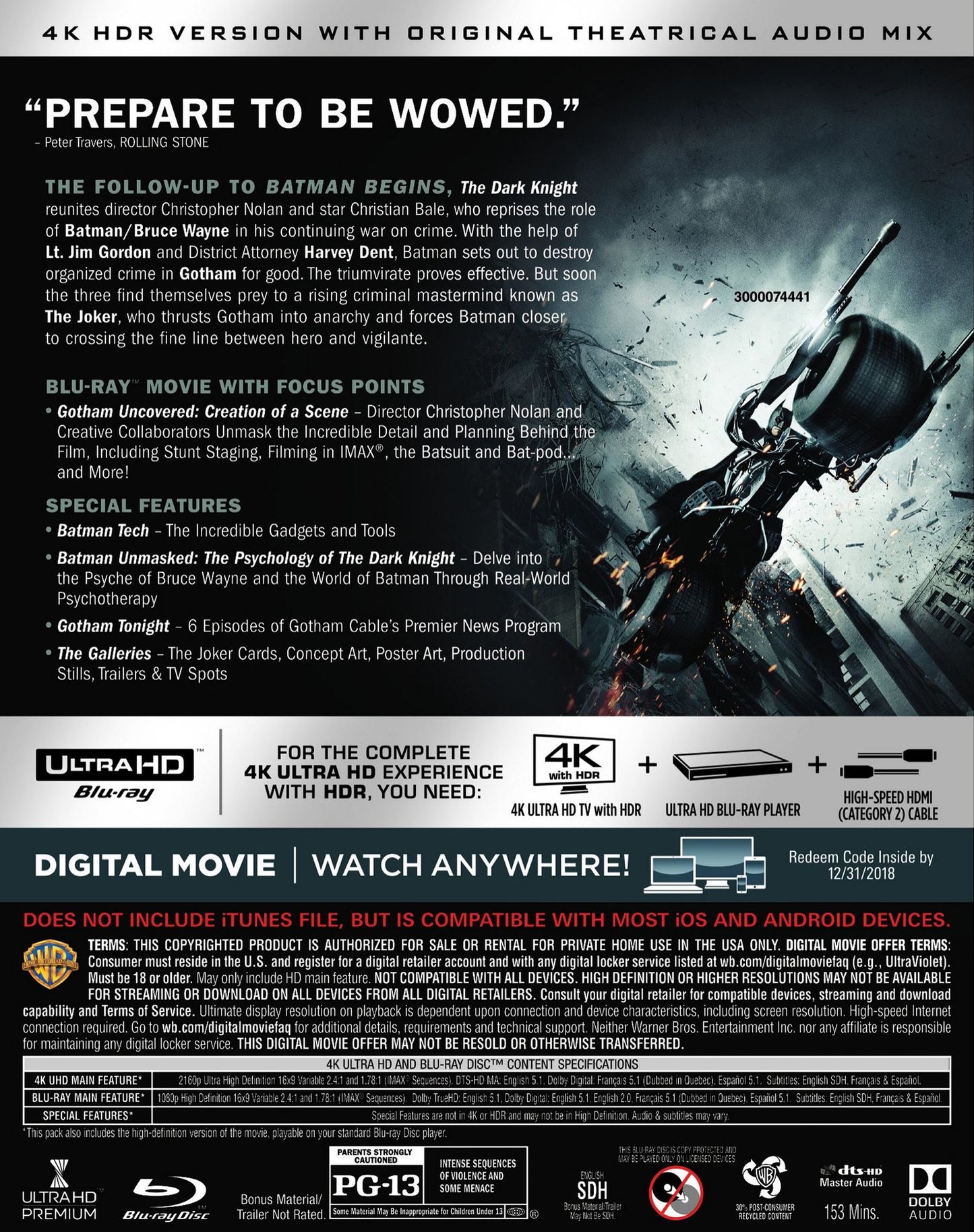 The Dark Knight [4K Ultra HD Blu-ray/Blu-ray]
