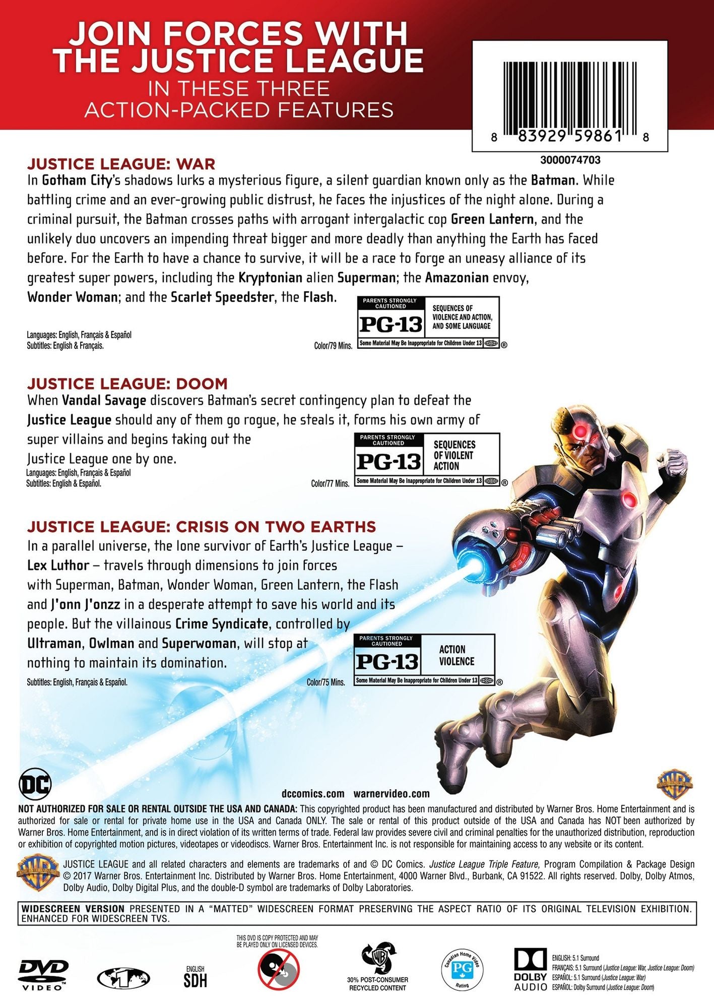 Justice League Triple Feature: War/Doom/Crisis on Two Earths