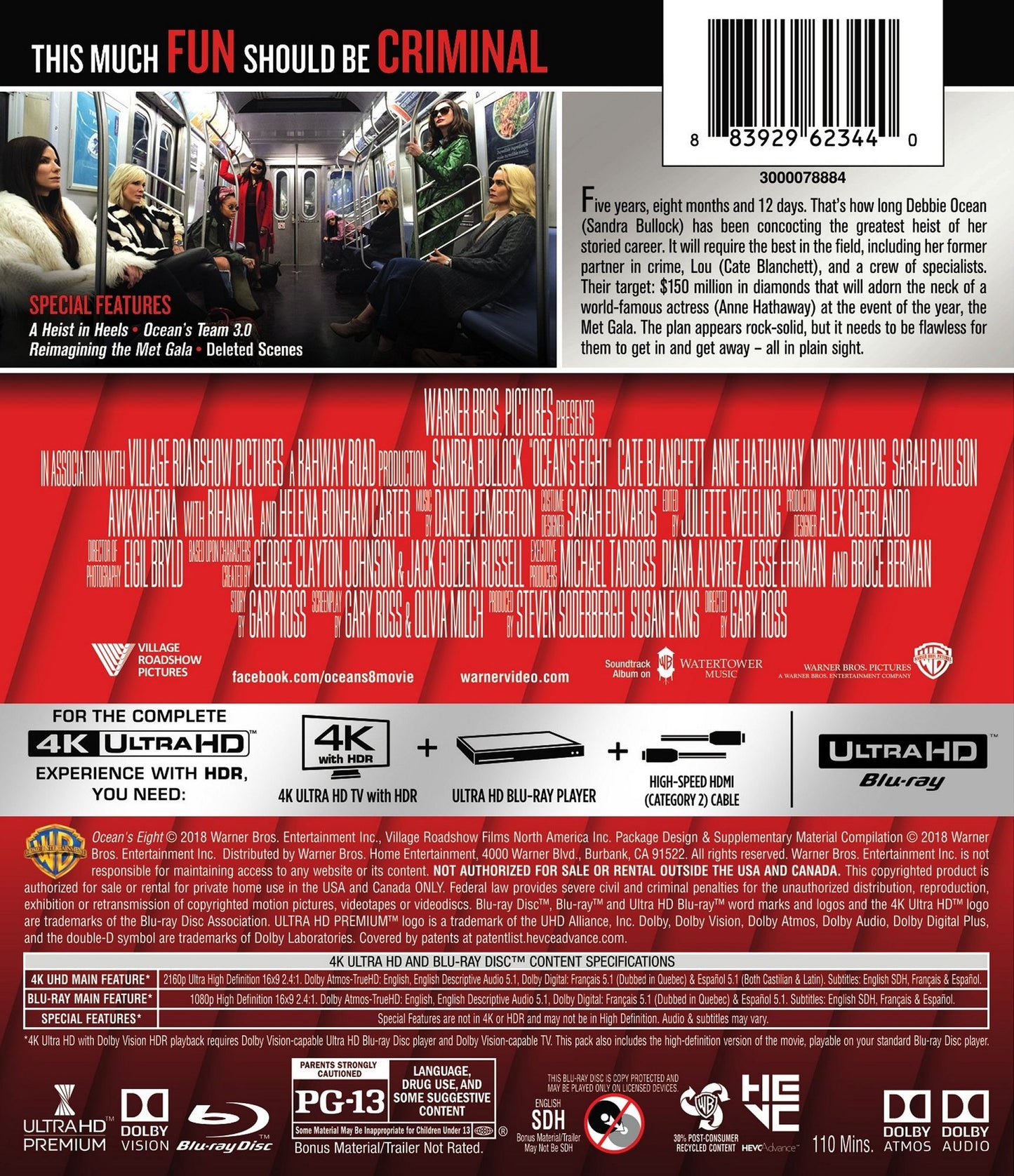 Ocean's 8 [4K Ultra HD Blu-ray/Blu-ray]