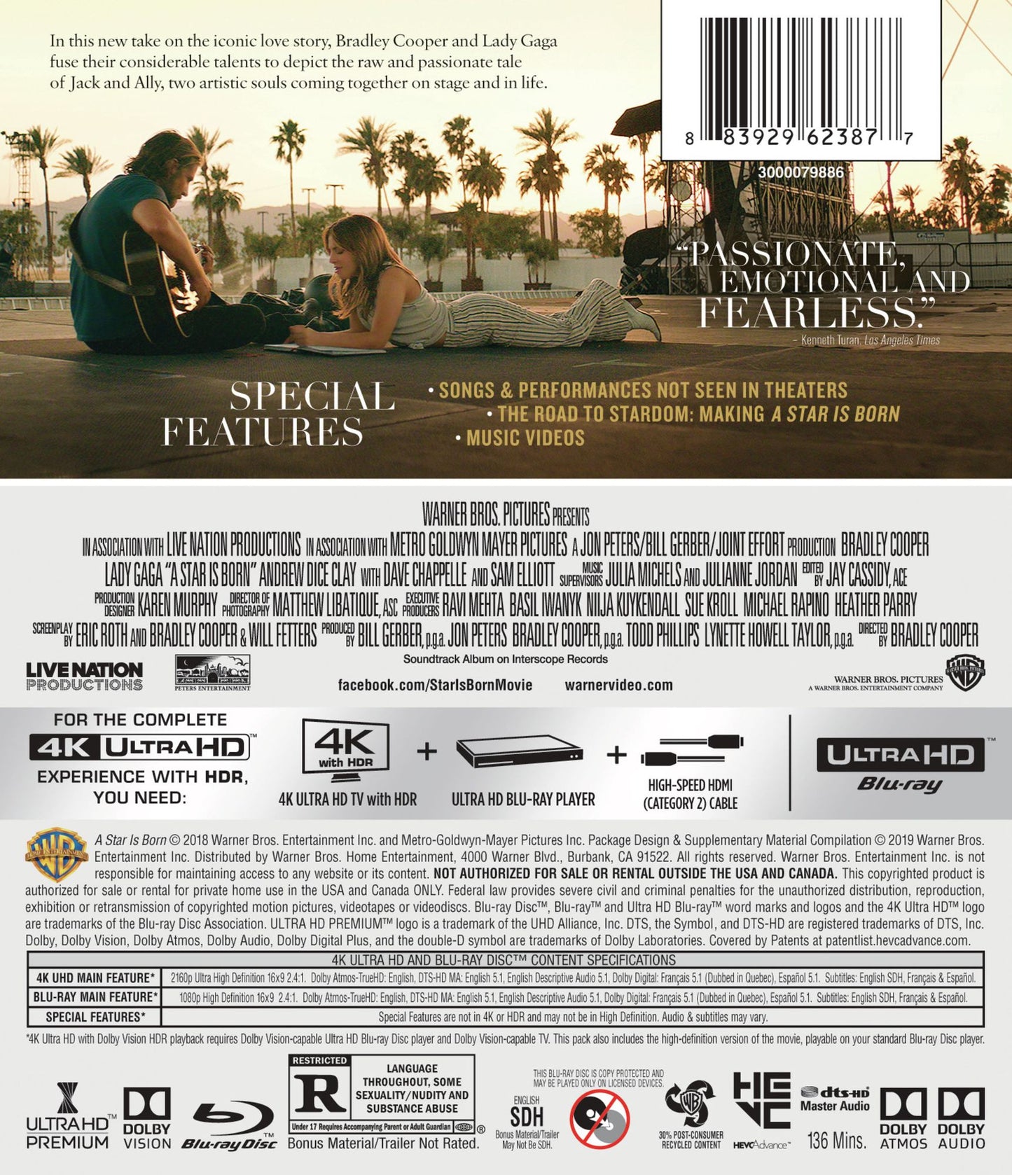 A Star Is Born [4K Ultra HD Blu-ray/Blu-ray]