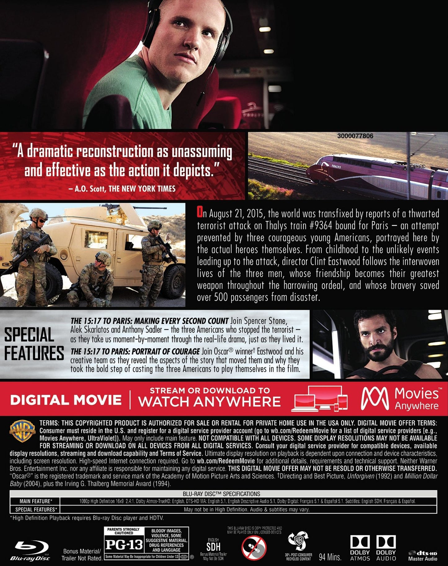 The 15:17 to Paris [Blu-ray]