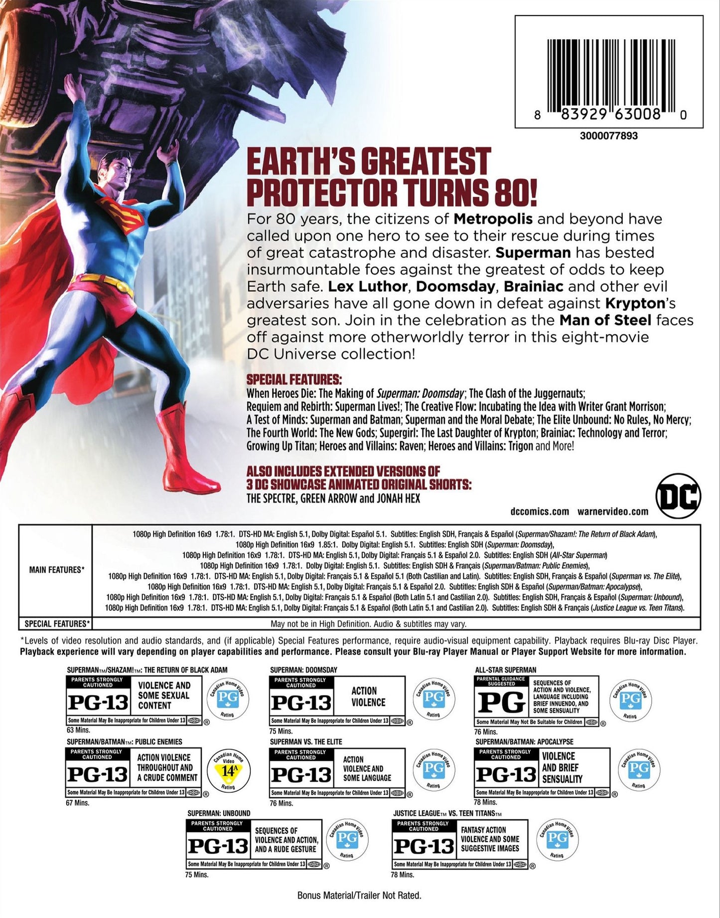 Superman: 80th Anniversary DC 8-Film Collection [Blu-ray]