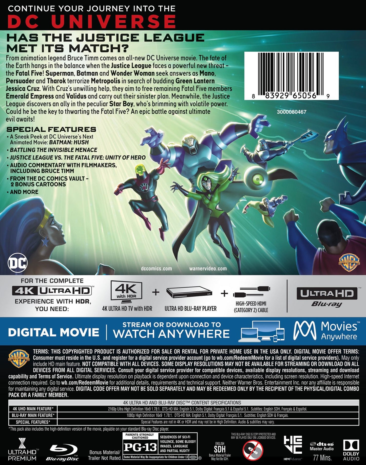 Justice League vs. The Fatal Five [Includes Digital Copy] [4K Ultra HD Blu-ray/Blu-ray]