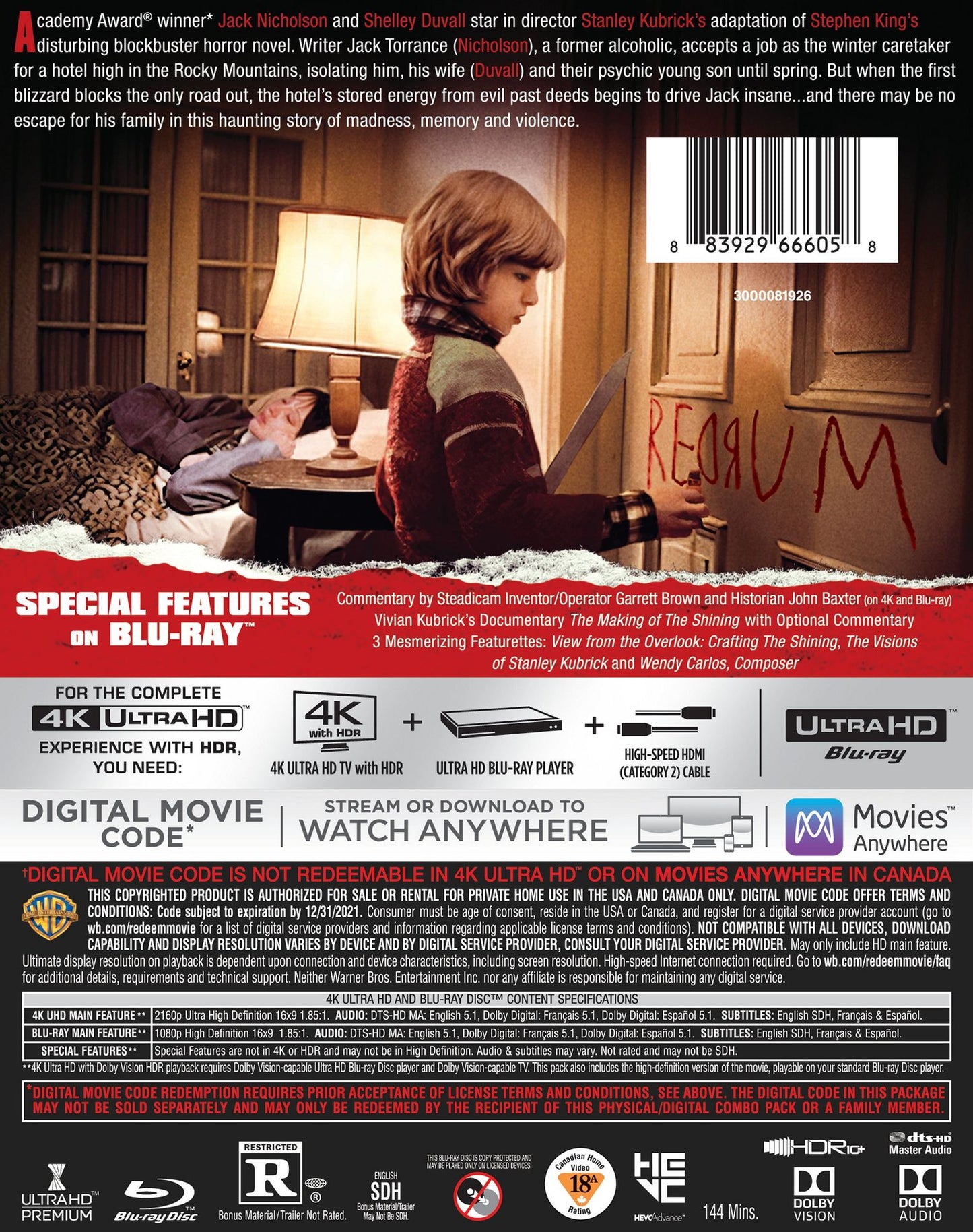 The Shining [4K Ultra HD Blu-ray/Blu-ray]