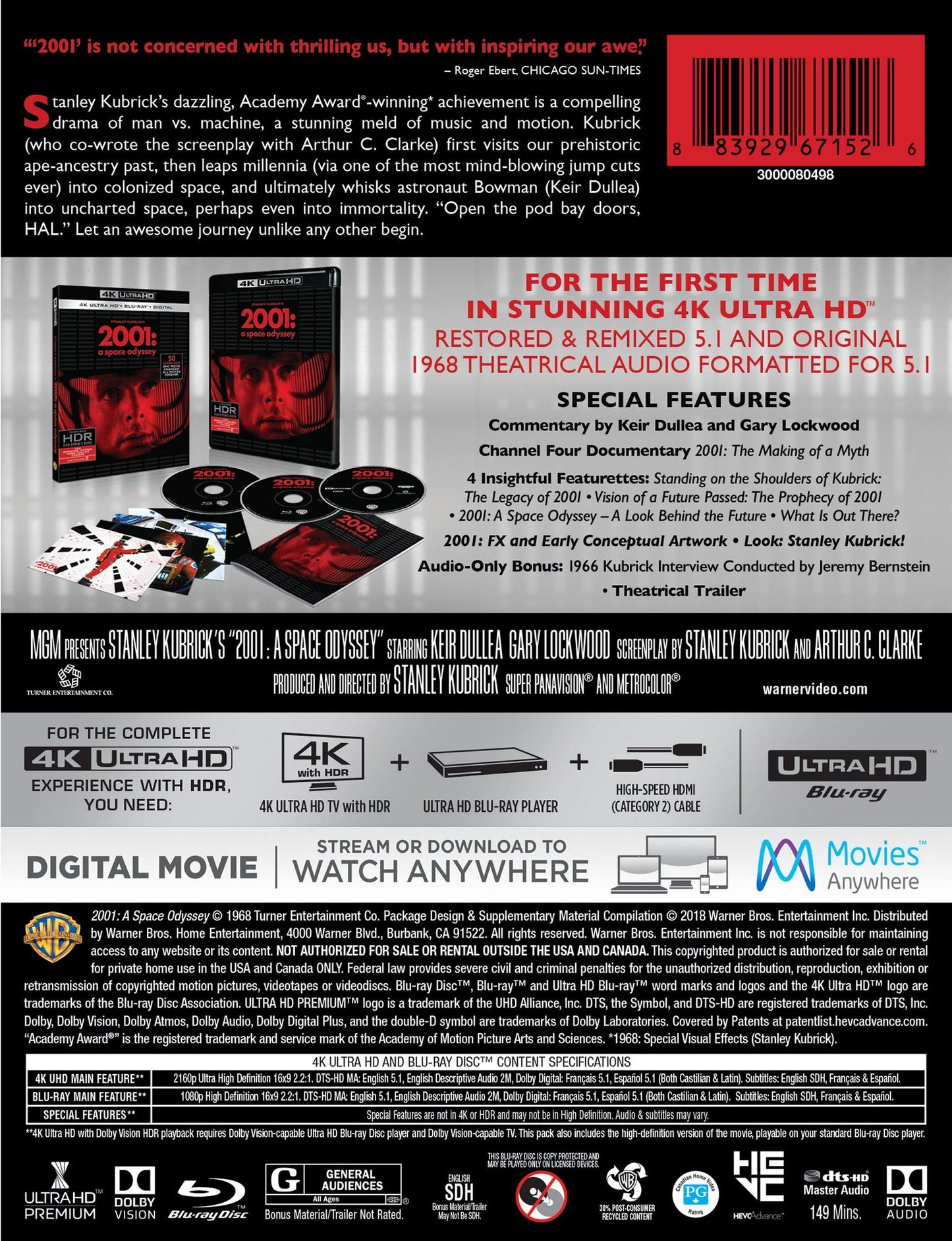 2001: A Space Odyssey [4K Ultra HD Blu-ray/Blu-ray]