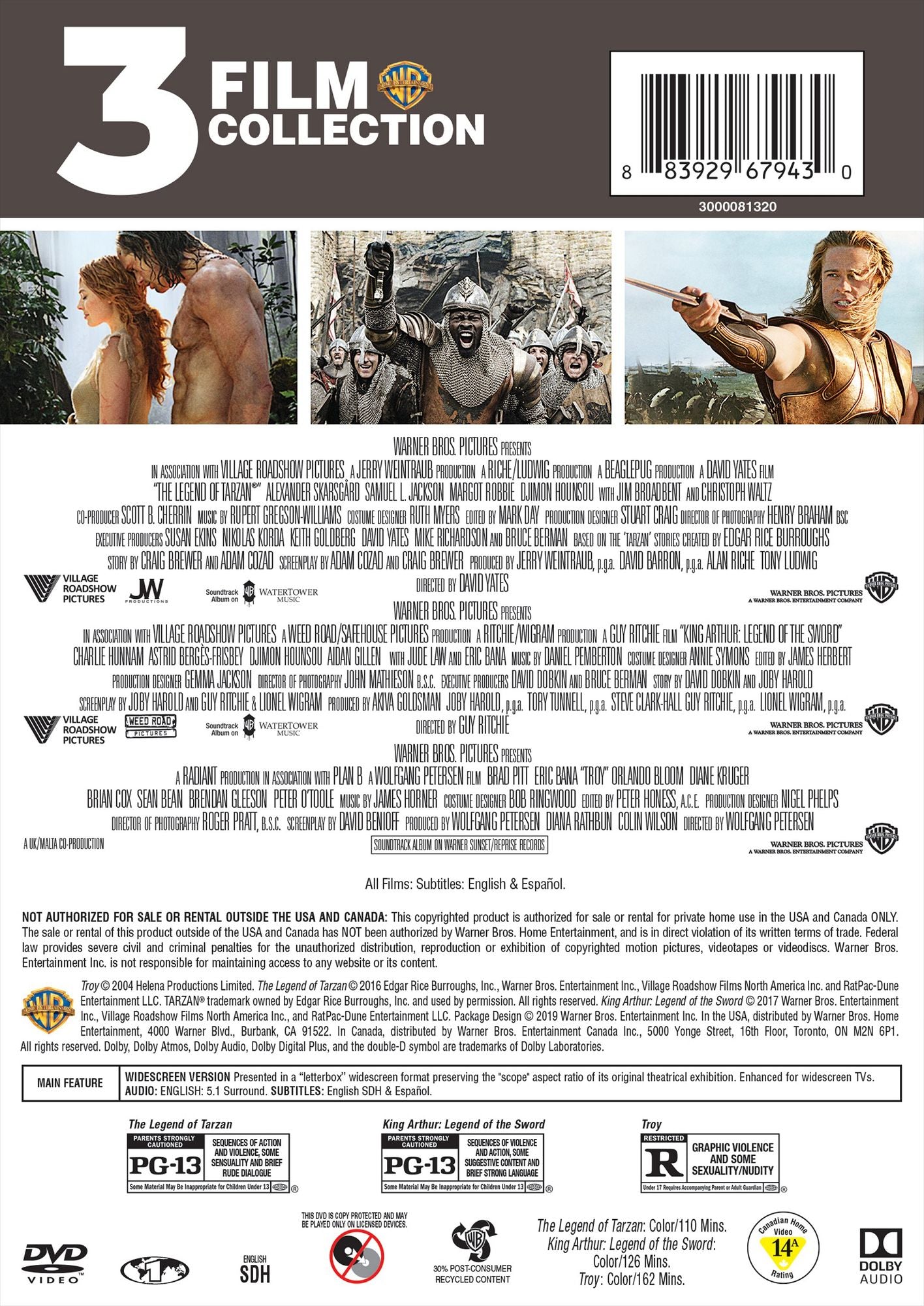 The Legend of Tarzan/King Arthur/Troy
