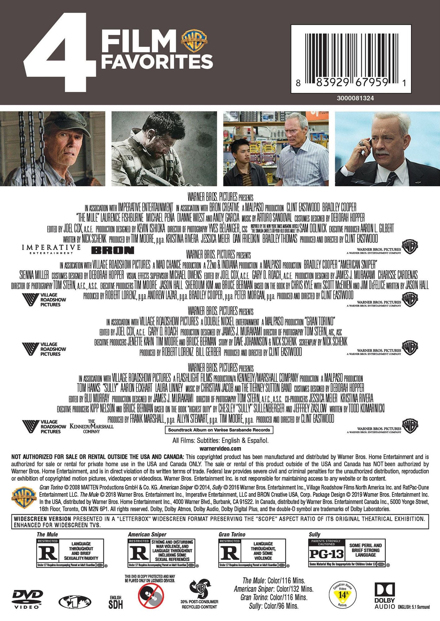 Mule/American Sniper/Gran Torino/Sully