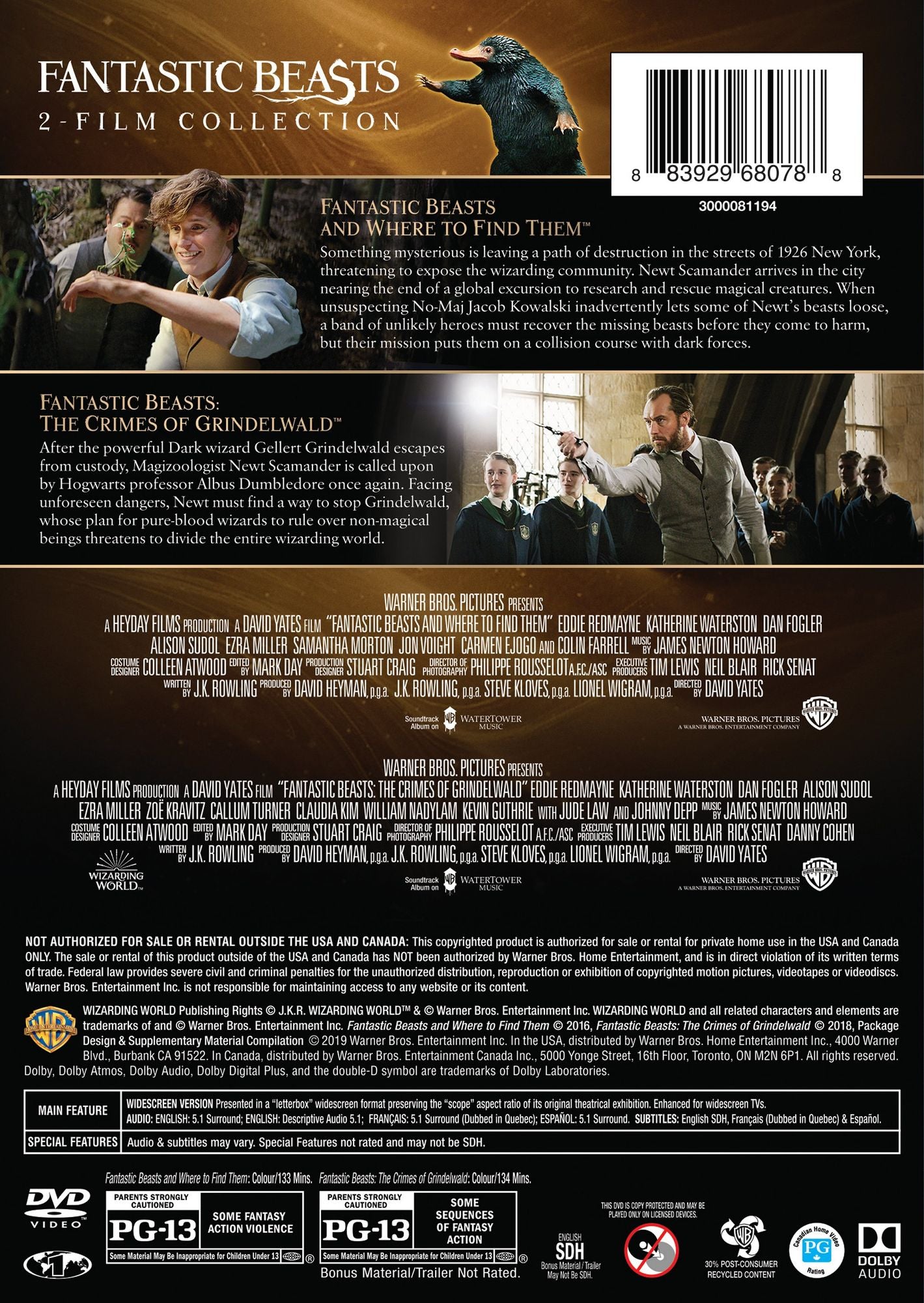 Fantastic Beasts and Where to Find Them/Fantastic Beasts: The Crimes of Grindelwald [2 Discs]