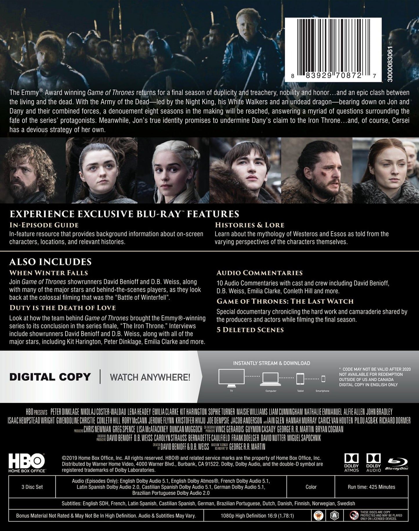 Game of Thrones: The Complete Eighth and Final Season [Includes Digital Copy] [Blu-ray]