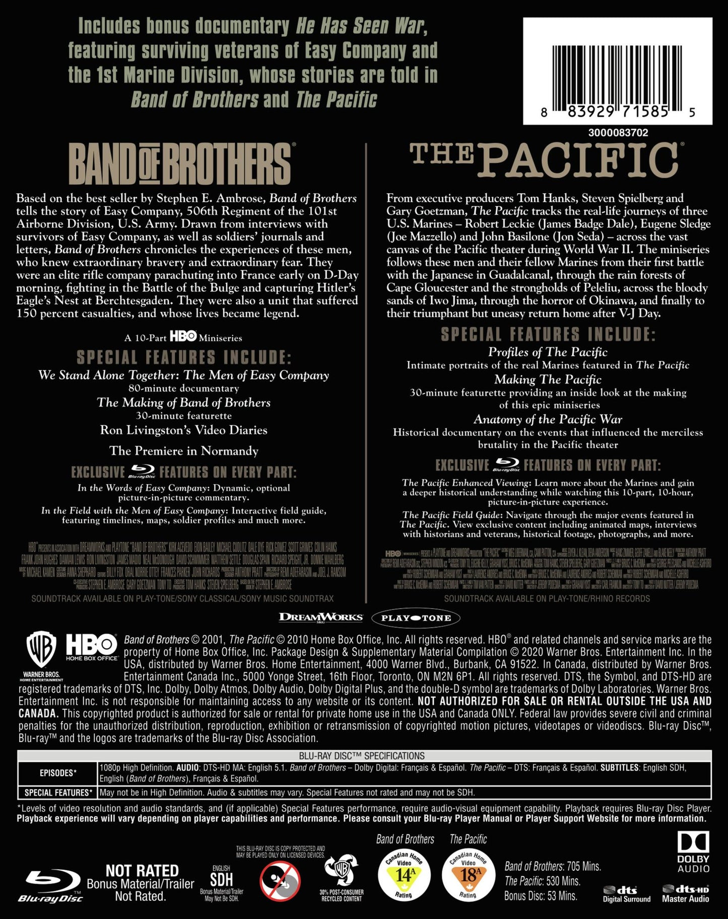 Band of Brothers/The Pacific [Blu-ray] [13 Discs]