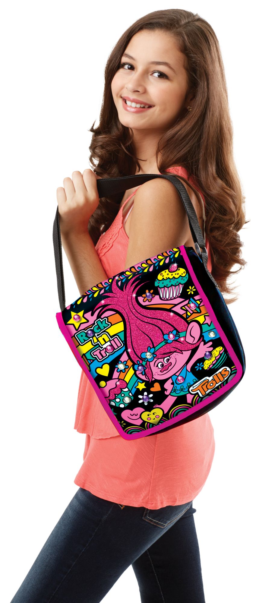 Cra-Z-Art Trolls Design Your Own Glitter Messenger Bag Kit