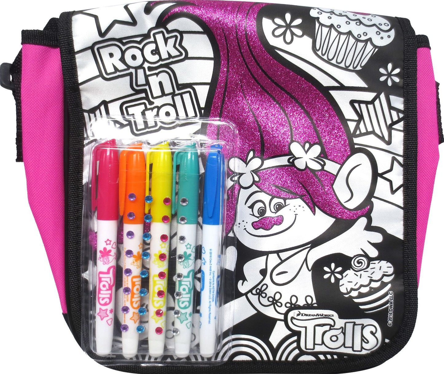 Cra-Z-Art Trolls Design Your Own Glitter Messenger Bag Kit