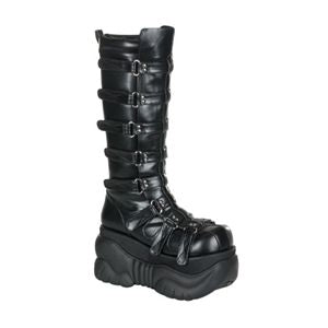 Demonia Boxer-200 4 Inch Platform Black Pump Boot Size 9