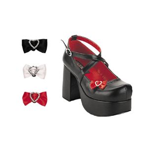 Demonia Abbey-03 3.5 Inch Platform Black Pushoe With Clip-On Bows Size 7