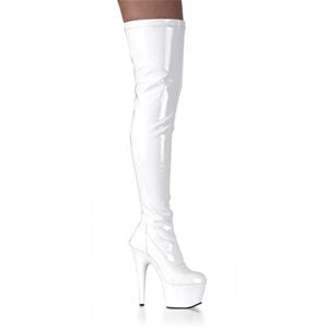 Pleaser Adore-3000 6.5 Inch Plain Stretch Platform Thigh Boot Side Zip Size 6