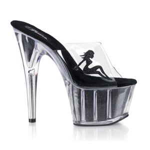 Pleaser Adore-701-4 6.5 Inch Glitter Filled Bottom Platform Sldie with truck girl Size 10