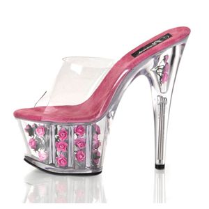 Pleaser Adore-701Fl 6.5 Inch Stiletto Heel Flower Filled Platformlatform Slide Size 12