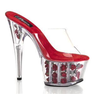 Pleaser Adore-701Fl 6.5 Inch Stiletto Heel Flower Filled Platformlatform Slide Size 10