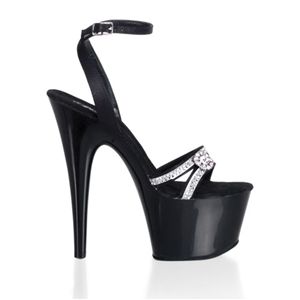 Pleaser Adore-738 6.5 Inch Stiletto Heel Ankle Wrap Platform Sandal with Rhinestones Size 10
