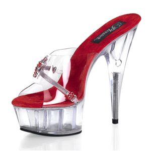 Pleaser Delight-601-10 5.75 Inch Stiletto Heel Platform Slide with Rhinestones Butterfly Size 5