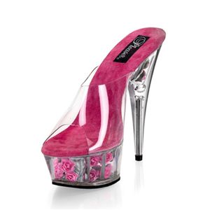 Pleaser Delight-601Fl 5.75 Inch Stiletto Heel Flower Filled Platformlatform Slide Size 6