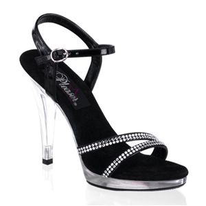 Pleaser Flair-411 4.5 Inch Stiletto Heel Ankle Strap Platform Sandal with Rhinestones Size 10