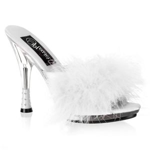 Pleaser Glitzy-501-8 4.75 Inch Rs-Embossed Cone Heel Marabou Slipper Size 12