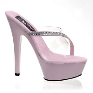 Pleaser Kiss-203 6 Inch Stiletto Heel Platform Slide with Rhinestones Size 12
