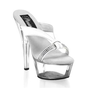 Pleaser Kiss-205R 6 Inch Stiletto Heel Platform Slide with Rhinestones Size 14