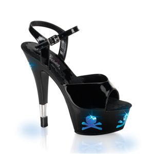 Pleaser Kiss-209Lt5 6 Inch Heel Ankle Strap Platform Sandal With Inchskull Inch Lights Size 8