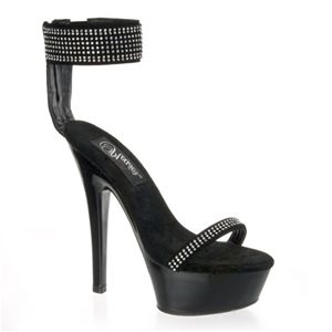 Pleaser Kiss-270 6 Inch Stiletto Heel Ankle Cuff Platform Sandal with Rhinestones Size 9