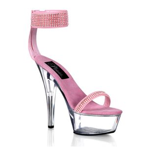 Pleaser Kiss-270 6 Inch Stiletto Heel Ankle Cuff Platform Sandal with Rhinestones Size 14