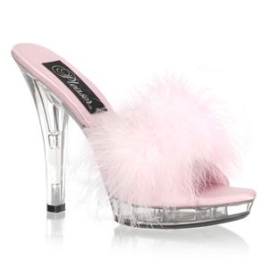 Pleaser Lip-101-8 5 Inch Stiletto Heel Platform Marabou Slipper Size 12