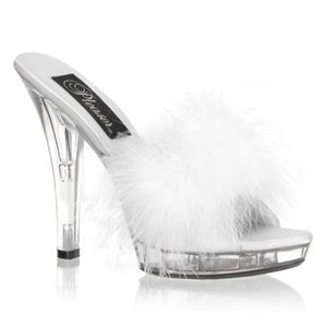 Pleaser Lip-101-8 5 Inch Stiletto Heel Platform Marabou Slipper Size 15