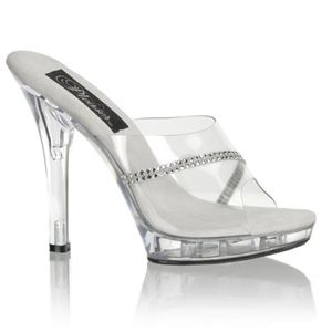 Pleaser Lip-101R 5 Inch Stiletto Heel Platform Slide with Rhinestones Size 13