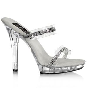 Pleaser Lip-102-2 5 Inch Stiletto Heel Two-Band Platform Slide with Rhinestones Size 11