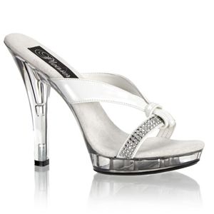 Pleaser Lip-105R 5 Inch Stiletto Heel Platform Slide with Rhinestones Size 9