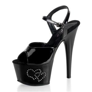 Pleaser Adore-709Re-2 6.5 Inch Heel with Rhinestones-Embedded Double Hearts Size 12