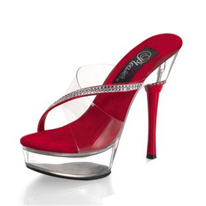 Pleaser Allure-603 5.5 Inch Stiletto Heel Platform Slide with Rhinestones Size 9