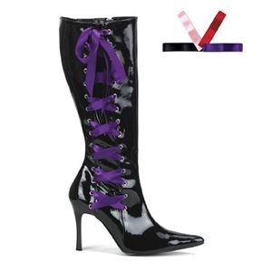 Funtasma Vixen-126 Black Pat Goth Bt With Interchangeable Laces 3.75 Inch Size 11
