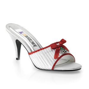 Funtasma Holiday-02 White Red Satin Slide With Jingle Bells 3 Inch Size 6
