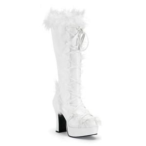 Funtasma Mammoth-311 White Pump With Faux Fur Platform Boot 4 Inch Size 6