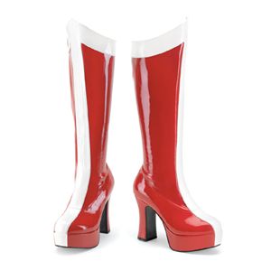 Funtasma Exotica-305 Red-White Stretch Pat Wonder Woman Boot 4 Inch Size 8