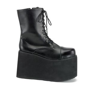 Funtasma Monster-10 Black Pump Lace Up Front Platform Ankle Boot 5 Inch Size S
