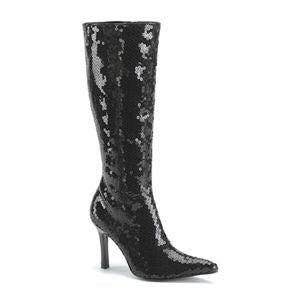 Funtasma Lust-2001Sq Black Sequins Knee Boot 3.75 Inch Size 10