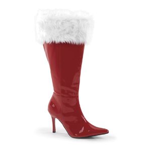Funtasma Jolly-127X Red Pat Faux Fur Wide Width Boot 3.75 Inch Size 10